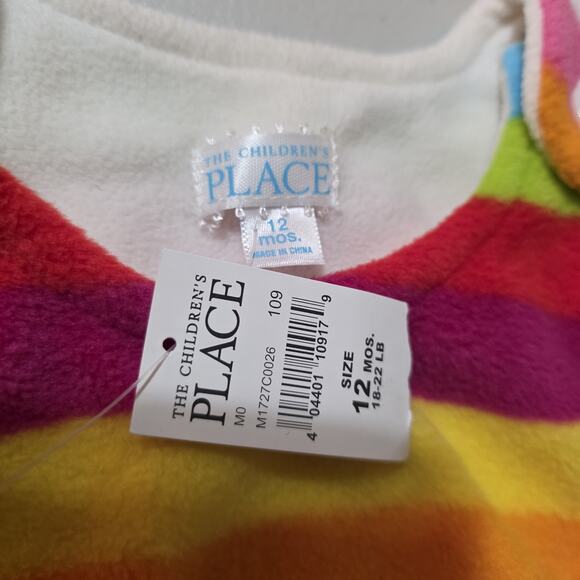 Vintage Childrens Place Rainbow Fleece Dress Size 12M Embroidered Pockets NWT - Picture 6 of 7